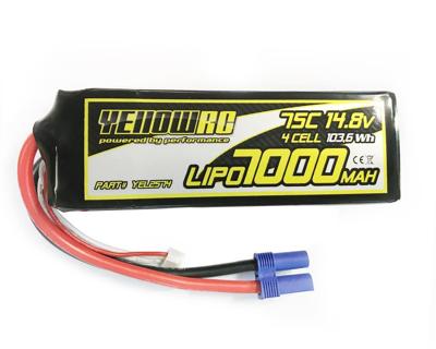 Yellow RC lipo 75C 14.8 volt 7000mah met EC5 stekker