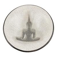 Zwarte Terracotta Sarana Schaal met Boeddha en Stippen XXL - thumbnail