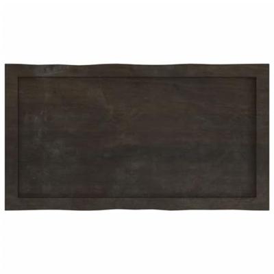 Tafelblad natuurlijke rand 80x40x(2-6) cm eikenhout donkerbruin