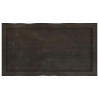 Tafelblad natuurlijke rand 80x40x(2-6) cm eikenhout donkerbruin - thumbnail