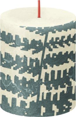 Bolsius rustiek printed stompkaars 80/68 soft pearl fern