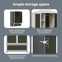 Kledingkast met krijtbord Grijs en Wit 90 x 45 x 165 cm - thumbnail