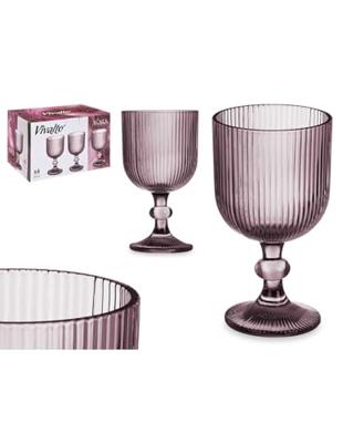 Wijnglas Vivalto OCT-DK80005SC OCT-DK80005SC Roze Glas 260 ml Strepen (6 Stuks)