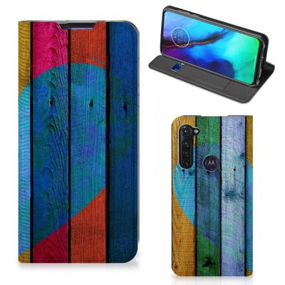 Motorola Moto G Pro Book | Wallet Case | Wood Heart - Cadeau voor je Vriend