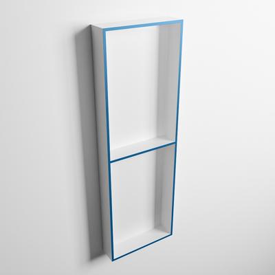 MONDIAZ EASY Nis 149,5x29,5cm in solid surface kleur Jeans | Talc. 2 vakken geschikt voor in- of opbouw