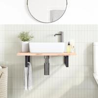 Wandbeugels voor wasbak 2 st rechthoekig staal zwart - thumbnail