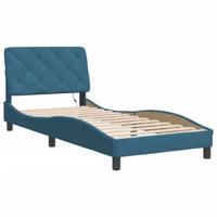 Bedframe met LED zonder matras fluweel blauw 80x200 cm - thumbnail