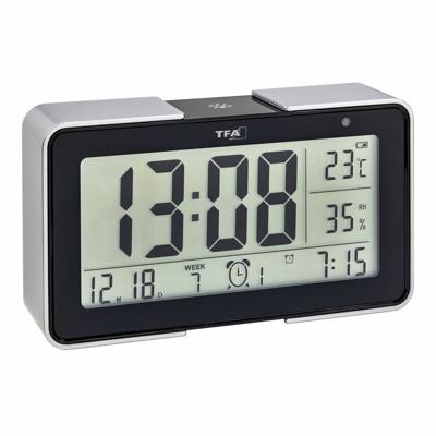 TFA Dostmann 60.2540.01 Wekker Zendergestuurd Zwart, Zilver Alarmtijden 3