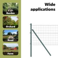 VidaXL Hek met paal groen 0,6 x 10 m staal en pvc - thumbnail