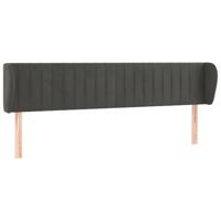 Hoofdbord met randen 183x23x78/88 cm fluweel donkergrijs - thumbnail