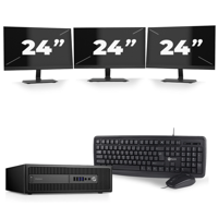 HP ProDesk 600 G3 USFF - Intel Core i5-7e Generatie - 8GB RAM - 256GB SSD - Windows 11 + 3x 24 inch Monitor - thumbnail