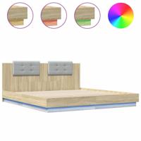 Bedframe met hoofdbord en LED sonoma eikenkleurig 180x200 cm - thumbnail