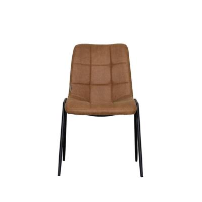 LABEL51 Eetkamerstoel Noor - Cognac - Micro Suede - Zwart Metalen Frame