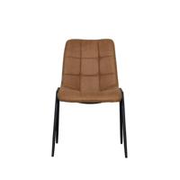 LABEL51 Eetkamerstoel Noor - Cognac - Micro Suede - Zwart Metalen Frame - thumbnail