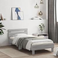 Bedframe met hoofdbord bewerkt hout grijs sonoma 75x190 cm - thumbnail