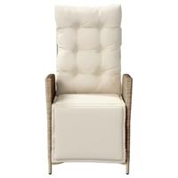 Tuinstoel verstelbaar met voetensteun poly rattan beige - thumbnail