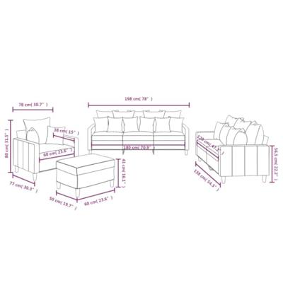 4-delige Loungeset met kussens fluweel crèmekleurig