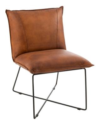 J-Line Fauteuil 'Vincenza' Leder, kleur Cognac J-Line Fauteuil 'Vincenza' Leder, kleur Cognac