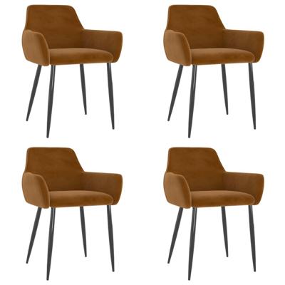 vidaXL Eetkamerstoelen 4 st fluweel bruin