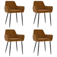 vidaXL Eetkamerstoelen 4 st fluweel bruin - thumbnail