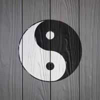 Schilderij - Yin en Yang op hout (print op canvas) zwart, wit, grijs , 3 maten , Wanddecoratie - thumbnail