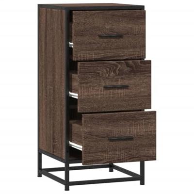 Dressoir 35,5x35x76 cm bewerkt hout en metaal bruin eikenkleur