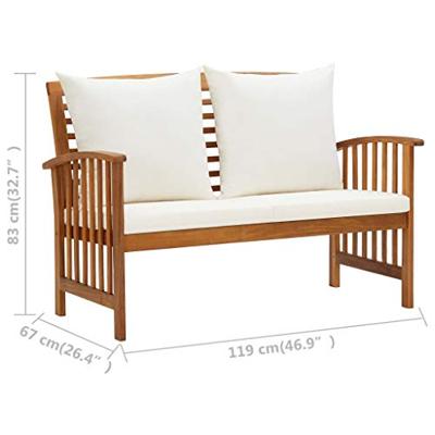 2-delige Loungeset met kussens massief acaciahout - thumbnail