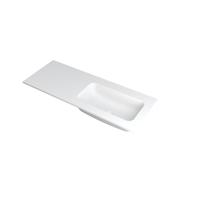 INK Faktor Wastafel Polystone Rechts Zonder Kraangat - 1200x450x15 mm - Mat Wit - thumbnail