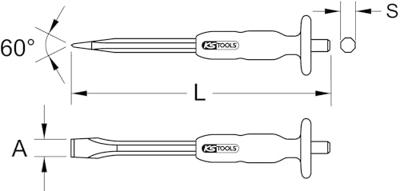 KS Tools Platte beitel met handgreep, 8-kant, 12 mm 1560252