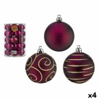 Set kerstballen Paars PVC Ø 6 cm (4 Stuks) - thumbnail