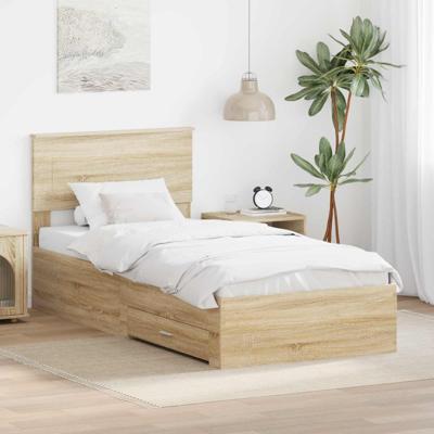 Bedframe met hoofdeinde Sonoma Eiken 100 x 200 cm Bewerkt hout