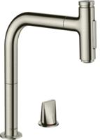 Hansgrohe Metris Select M71 2-gats ééngreeps keukenmengkraan met uittrekbare vuistdouche, rvs look - thumbnail