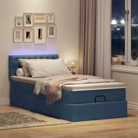 Ottoman bed met matras en LED's 160x200cm stof blauw - thumbnail