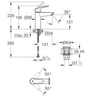 GROHE Eurosmart waterbesparende wastafelkraan m-size met pop-up waste chroom 23923003 - thumbnail