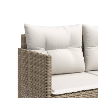 5-delige Loungeset met kussens poly rattan beige - thumbnail