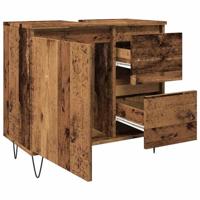 Badkamerkast 65x33x60 cm bewerkt hout oud houtkleurig - thumbnail