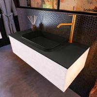 Badkamermeubelset Mondiaz Erin 100 cm met 1 Lade met RIDGE Wastafel Midden Urban met 1 kraangat Greeploos Mat Underlayment - thumbnail