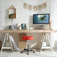 Monzana Bureaustoel - draaistoel - kruk - met - gestoffeerde - zitting - in - rood - thumbnail