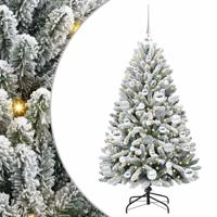 Kunstkerstboom met 150 LED Groen en Wit 120 cm PVC en Metaal - thumbnail