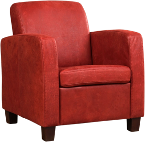 Rode leren landelijke fauteuil Joy - poot hout zwart - Kenia Leer Burgundy (rood leer)
