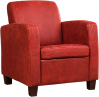 Rode leren landelijke fauteuil Joy - poot hout zwart - Kenia Leer Burgundy (rood leer) - thumbnail