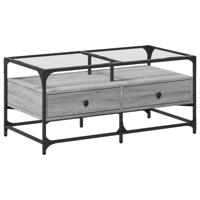 Salontafel met glazen blad 98,5x50x45 cm staal - thumbnail