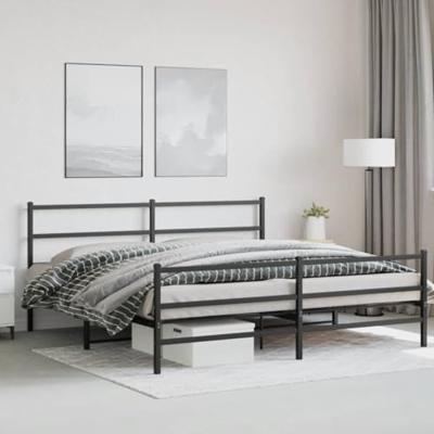 Bedframe met hoofd- en voeteneindemetaal zwart 193x203 cm Bedframe met hoofd- en voeteneindemetaal zwart 193x203 cm