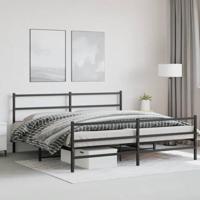 Bedframe met hoofd- en voeteneindemetaal zwart 193x203 cm - thumbnail
