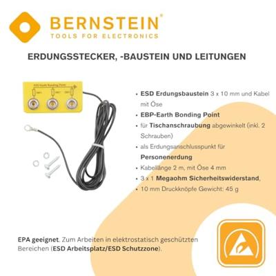 Bernstein Tools for Electronics ESD-aardingsstekker Haaks
