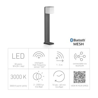 Steinel 055479 LED AUSSENLEUCHTE GL 80 SC ANT Staande LED-buitenlamp met bewegingsmelder LED Zonder 9.1 W Antraciet
