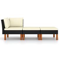 3-delige Loungeset poly rattan en massief eucalyptushout - thumbnail