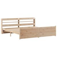 Bedframe met hoofdbord massief grenenhout 200x200 cm - thumbnail