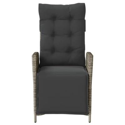 Tuinstoelen 2 st verstelbaar met voetensteun poly rattan grijs