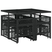 9-delige Tuinset poly rattan zwart - thumbnail